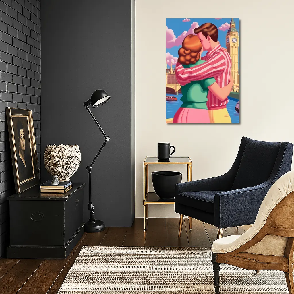 Couple Kissing Big Ben London Pop Art – Wall Art