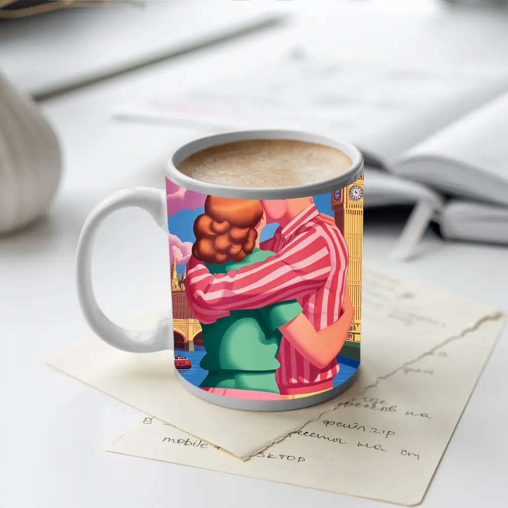 Couple Kissing Big Ben London Pop Art – Mugs