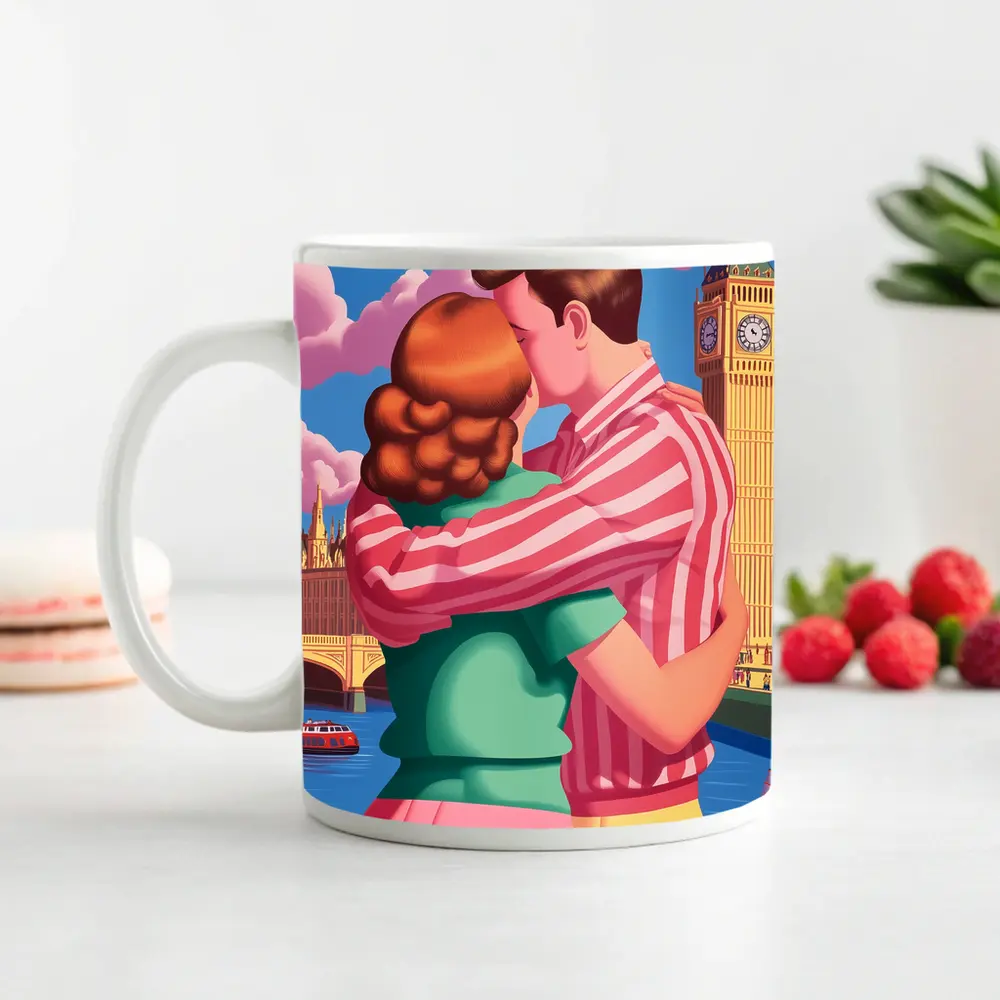Couple Kissing Big Ben London Pop Art – Mugs