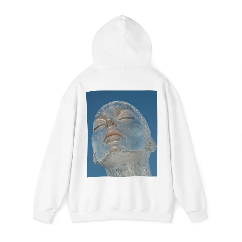 Ice Face Sculpture Against Blue Sky – Hoodies