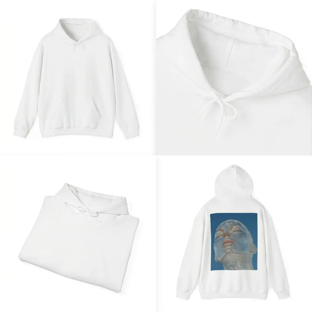 Ice Face Sculpture Against Blue Sky – Hoodies