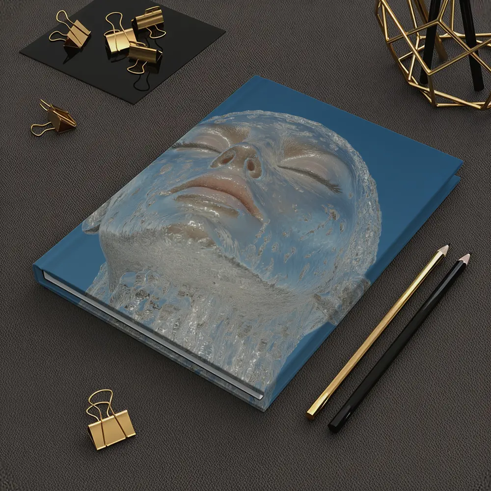 Ice Face Sculpture Against Blue Sky – Notebooks