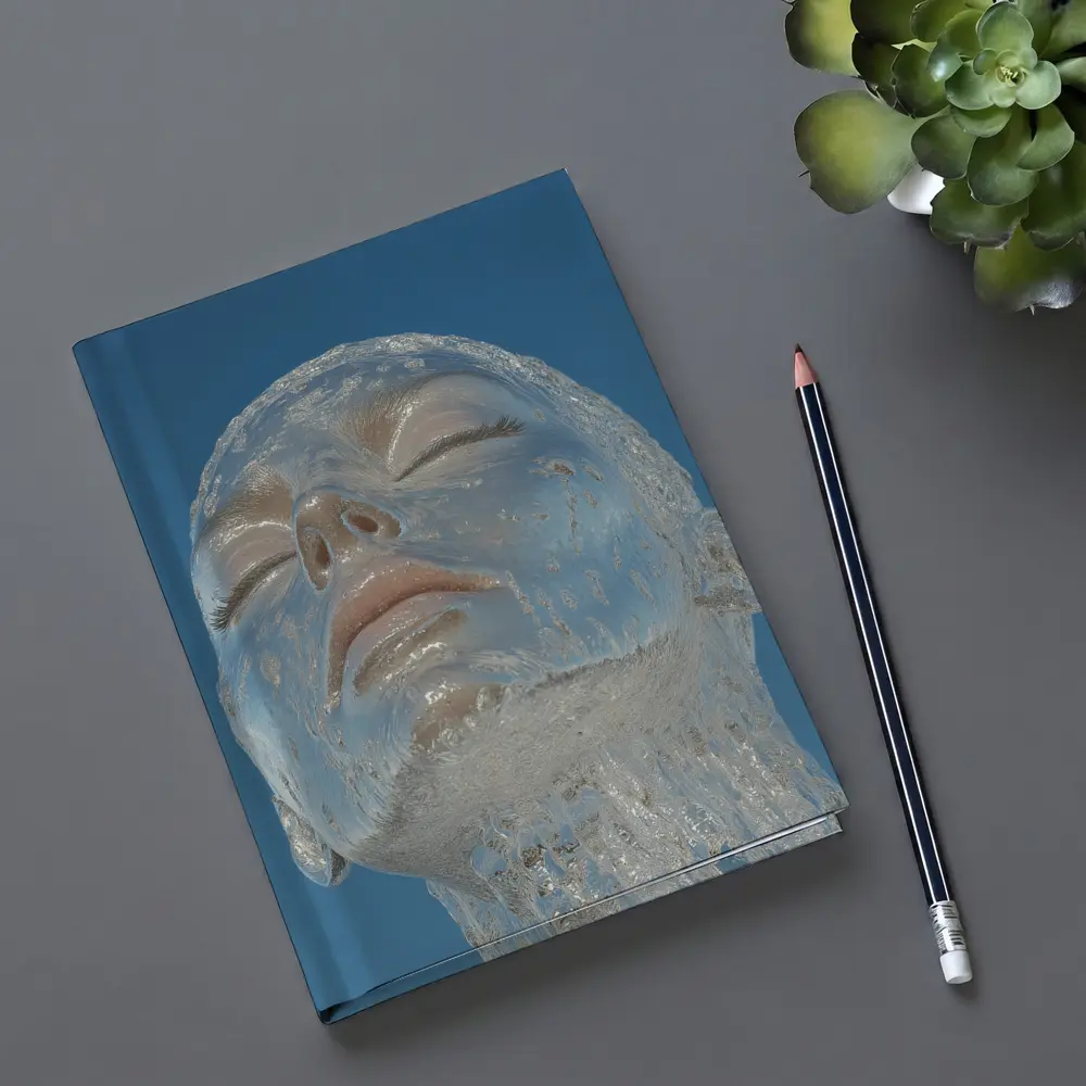 Ice Face Sculpture Against Blue Sky – Notebooks