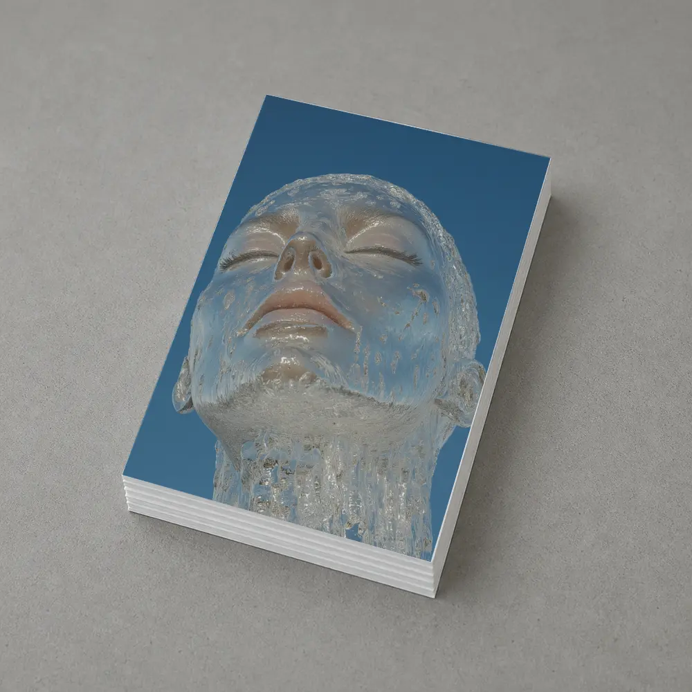 Ice Face Sculpture Against Blue Sky – Postcards