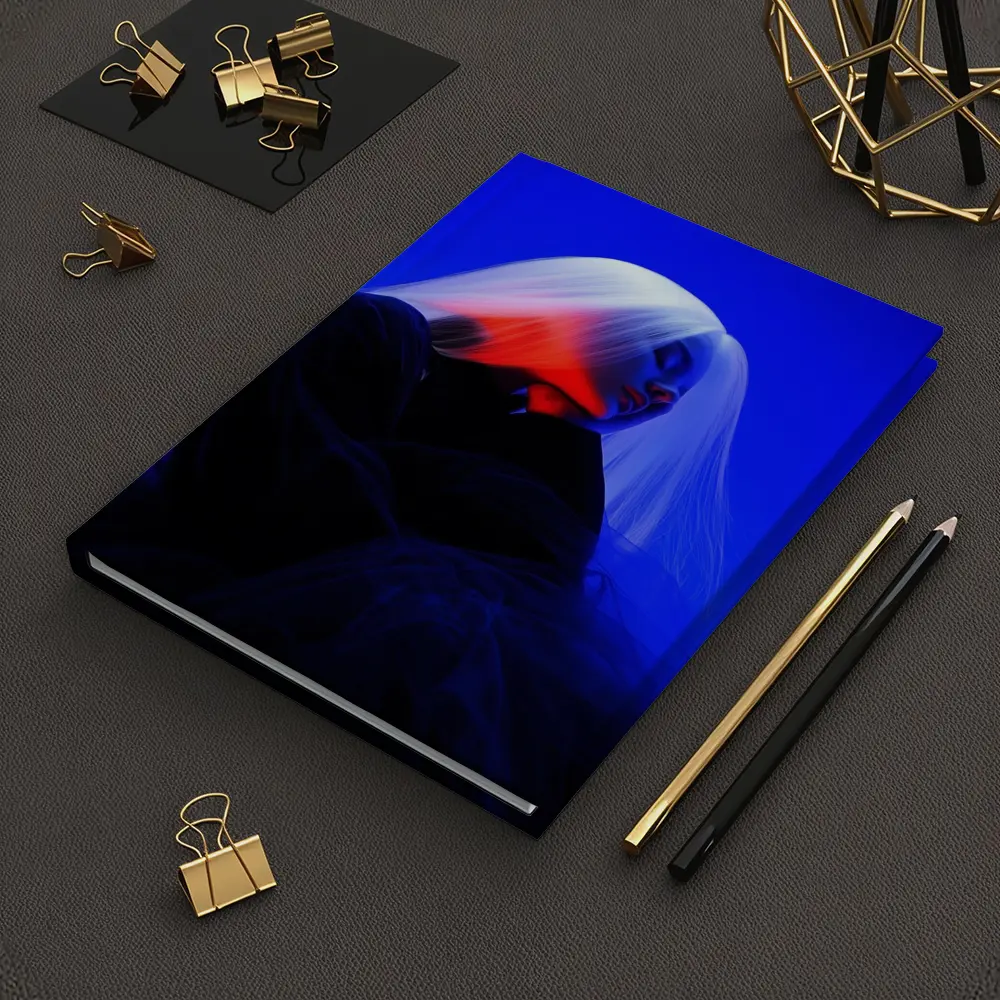 Woman White Hair Blue Red Neon Light – Notebooks