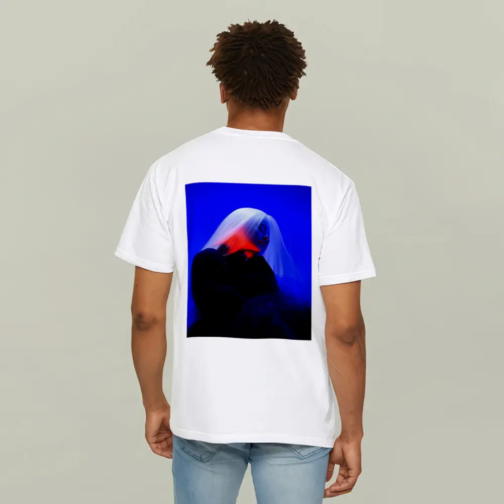 Woman White Hair Blue Red Neon Light – T-Shirts