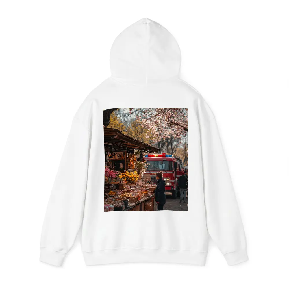 Spring Market Cherry Blossoms Fire Truck Street – Hoodies