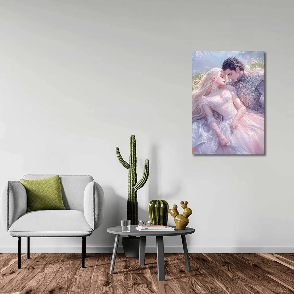 Fantasy Elf Couple Romantic Floral Meadow Art – Wall Art