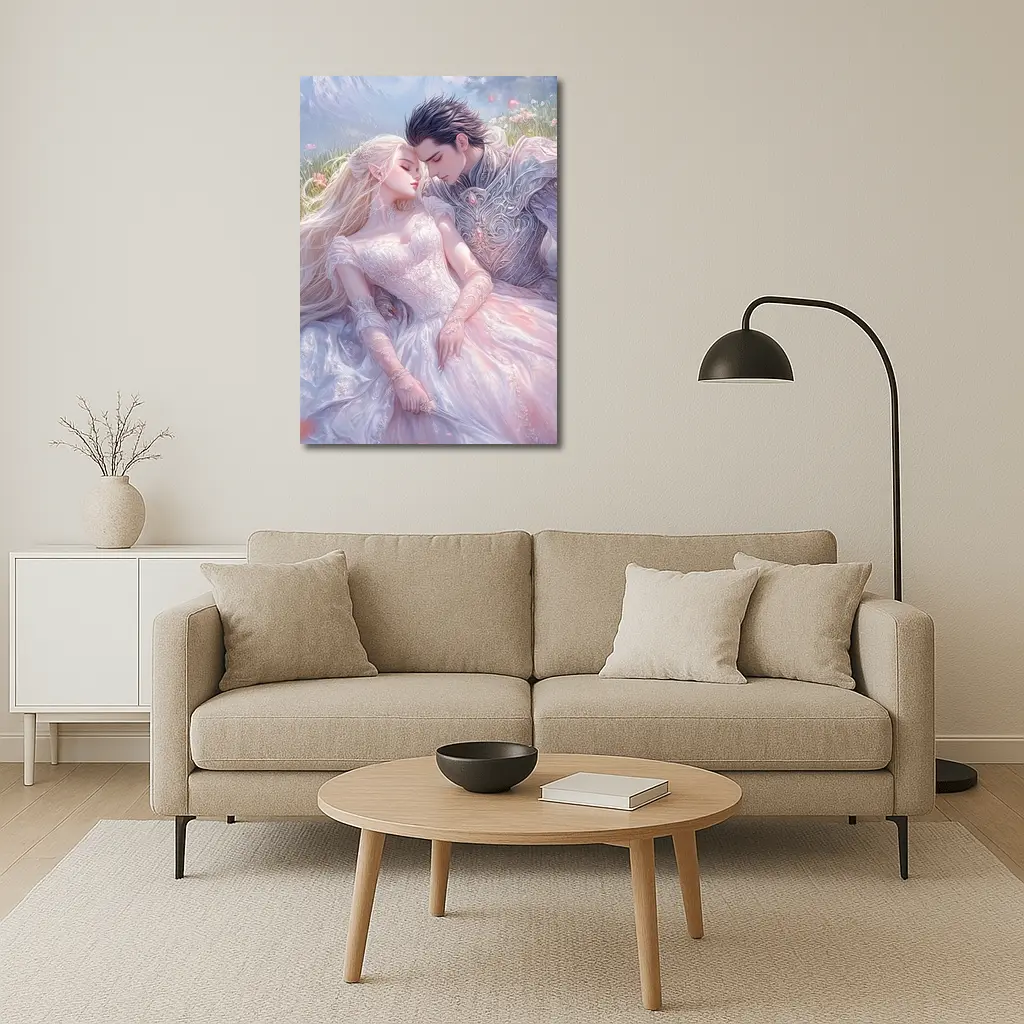 Fantasy Elf Couple Romantic Floral Meadow Art – Wall Art