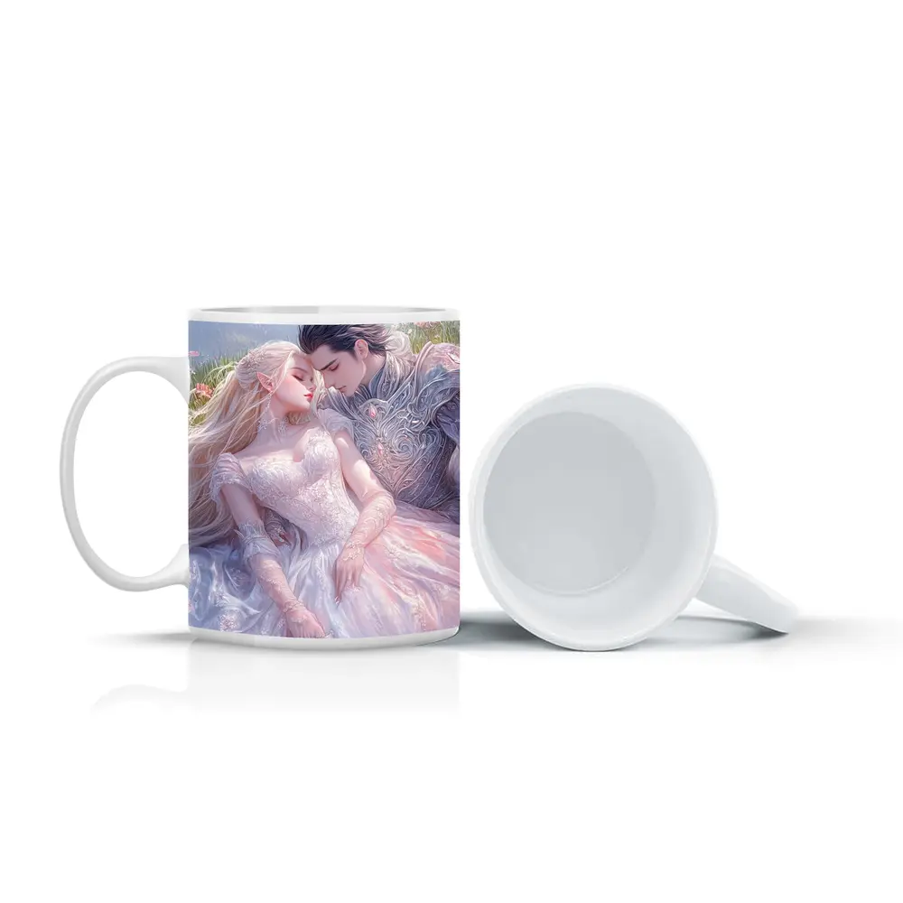 Fantasy Elf Couple Romantic Floral Meadow Art – Mugs