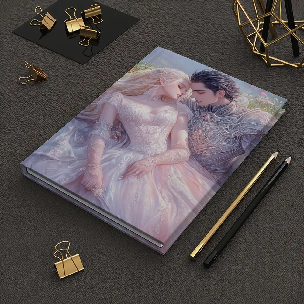 Fantasy Elf Couple Romantic Floral Meadow Art – Notebooks