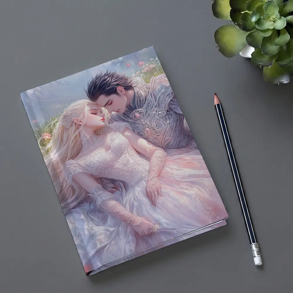 Fantasy Elf Couple Romantic Floral Meadow Art – Notebooks