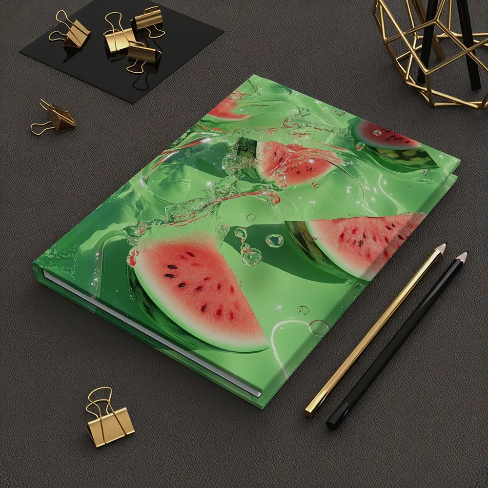 Watermelon Slices Floating Green Water – Notebooks