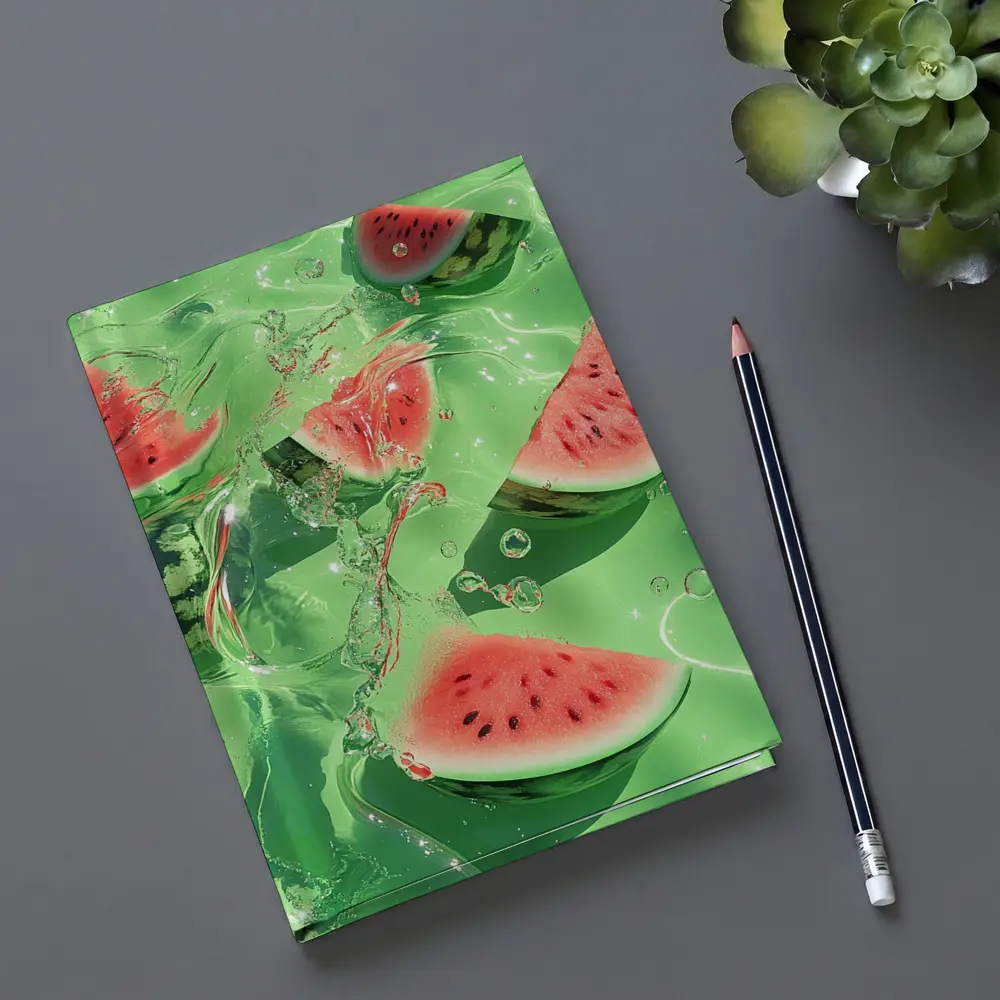 Watermelon Slices Floating Green Water – Notebooks