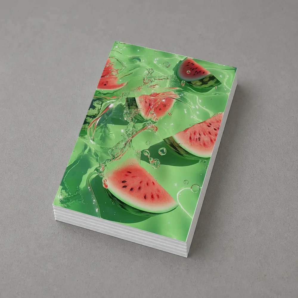 Watermelon Slices Floating Green Water – Postcards