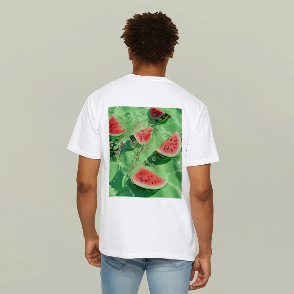Watermelon Slices Floating Green Water – T-Shirts