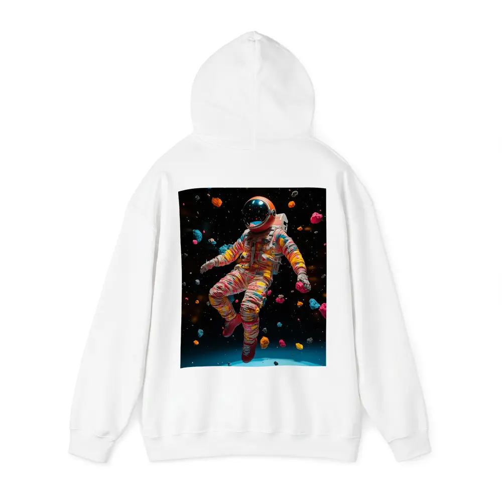 Colorful Astronaut Floating Among Space Asteroids – Hoodies