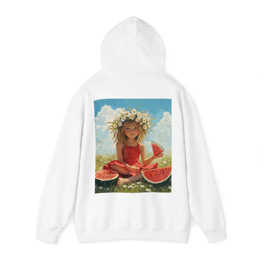 Girl With Daisy Crown Eating Watermelon Summer – Hoodies