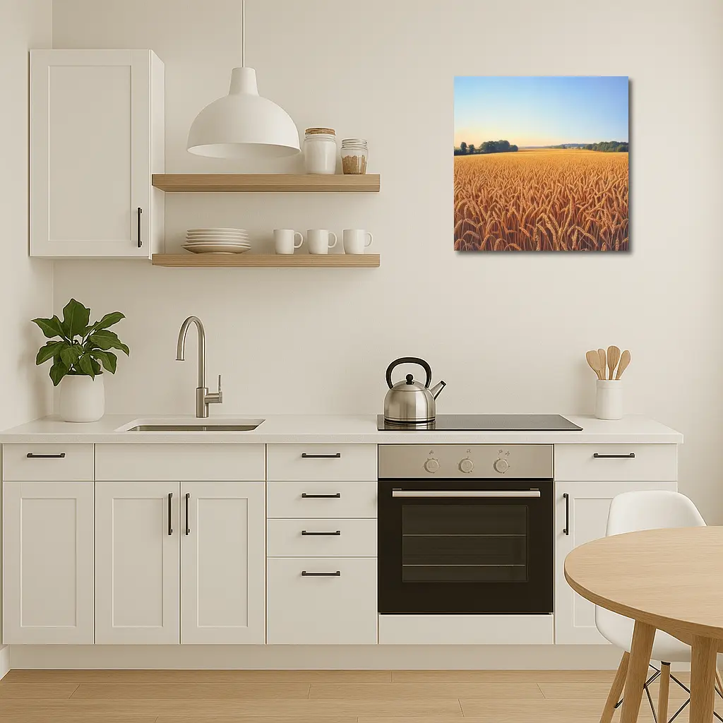 Golden Wheat Field Clear Summer Sky – Wall Art