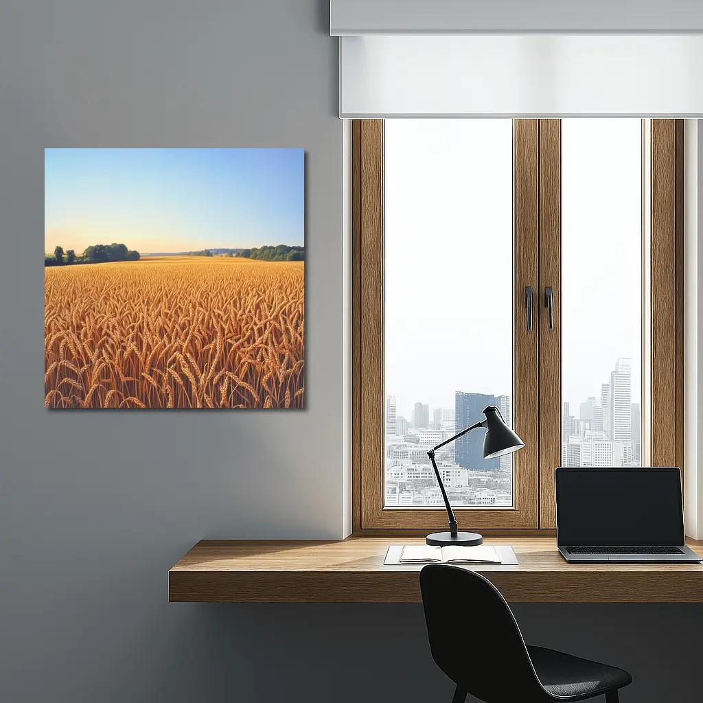 Golden Wheat Field Clear Summer Sky – Wall Art