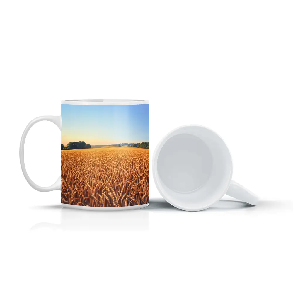 Golden Wheat Field Clear Summer Sky – Mugs
