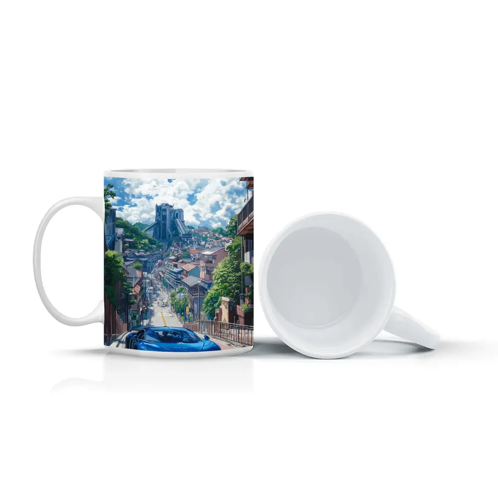 Bugatti Chiron Blue Anime City Street – Mugs