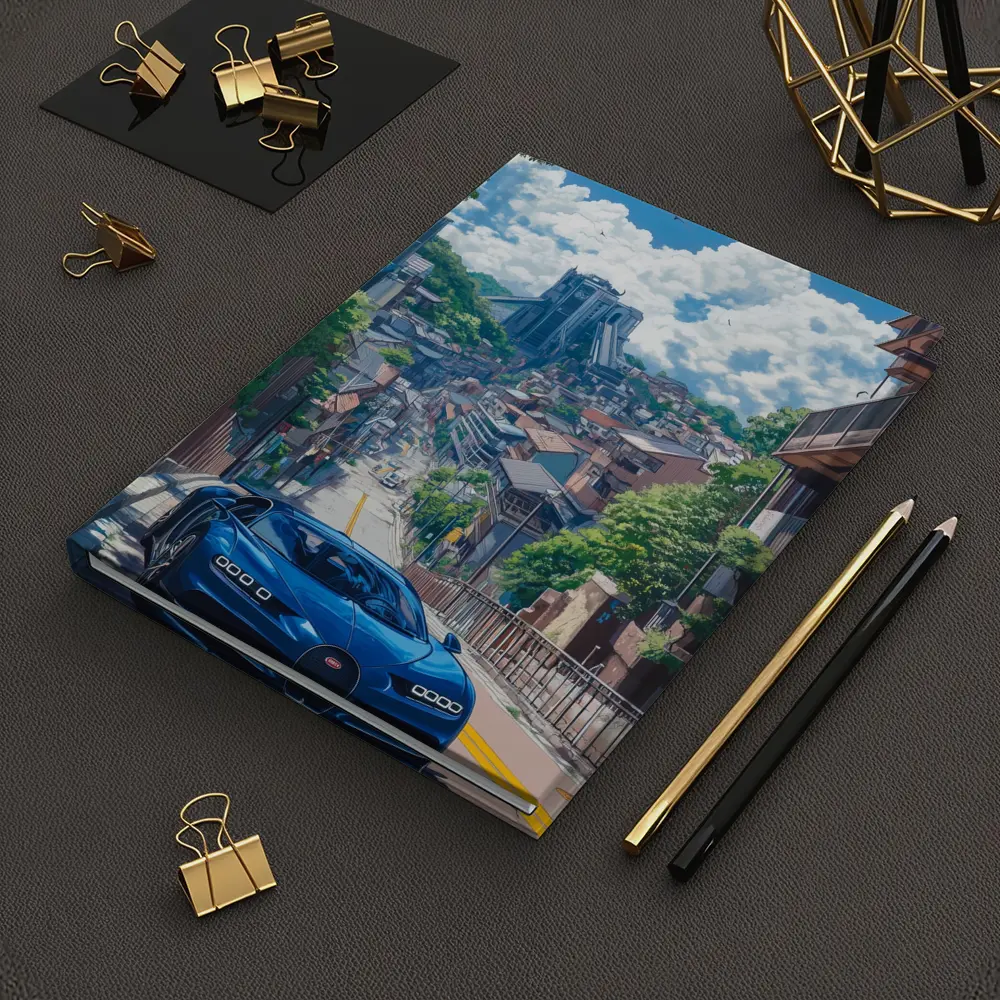 Bugatti Chiron Blue Anime City Street – Notebooks