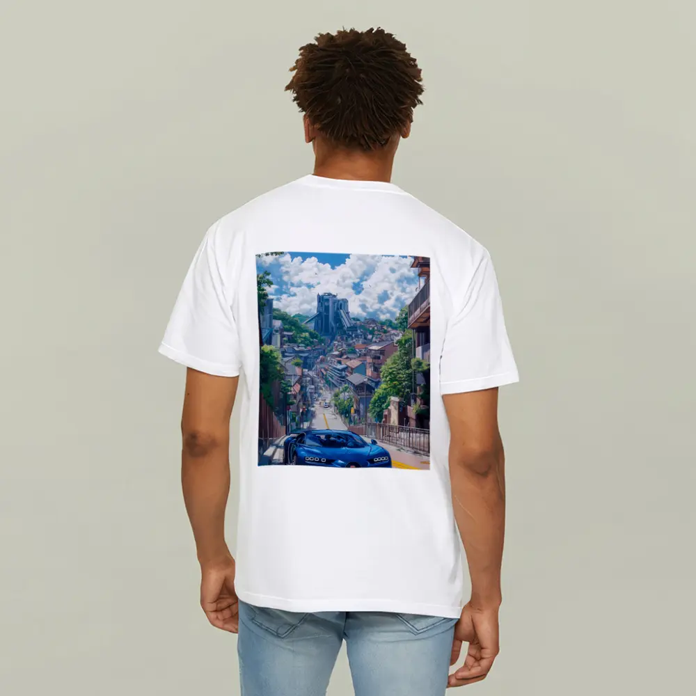 Bugatti Chiron Blue Anime City Street – T-Shirts