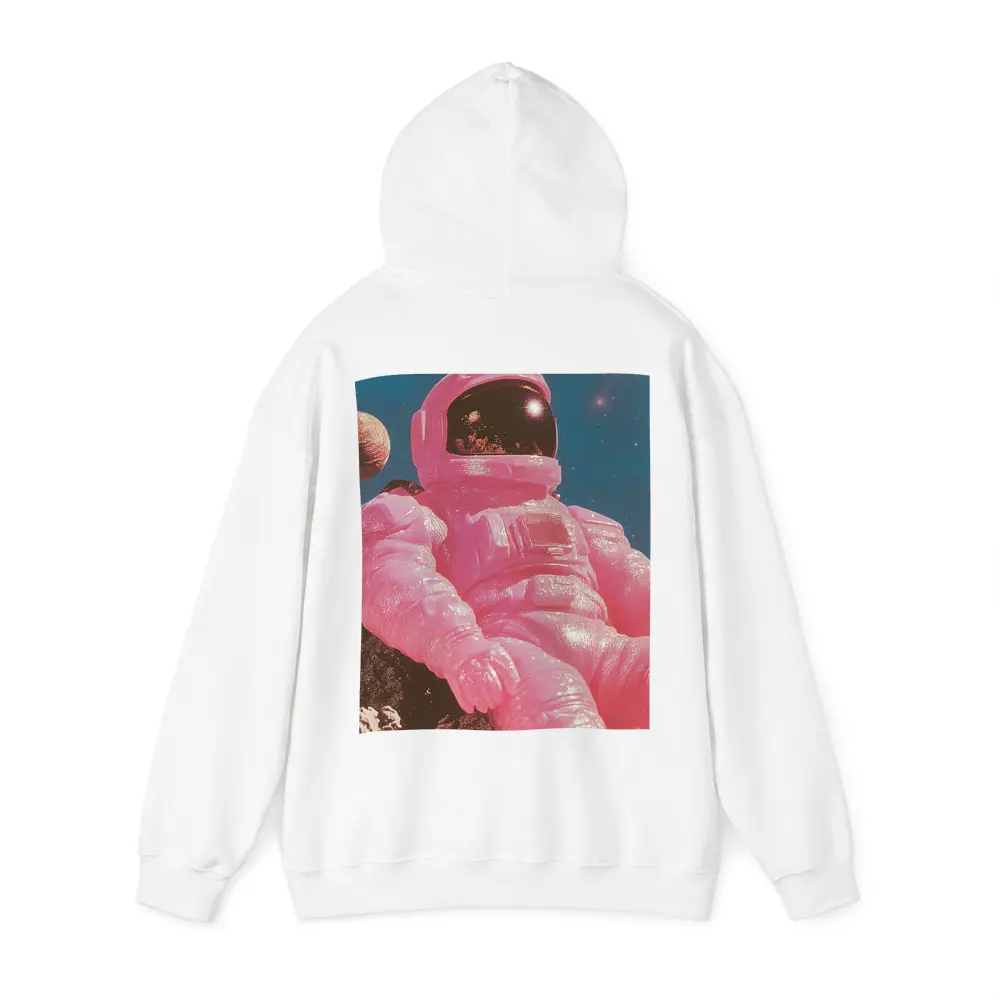 Pink Astronaut Sitting On Moon Surface – Hoodies