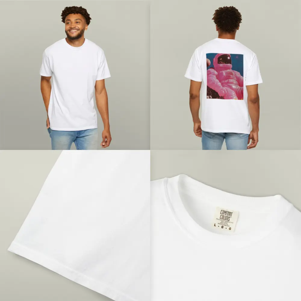 Pink Astronaut Sitting On Moon Surface – T-Shirts