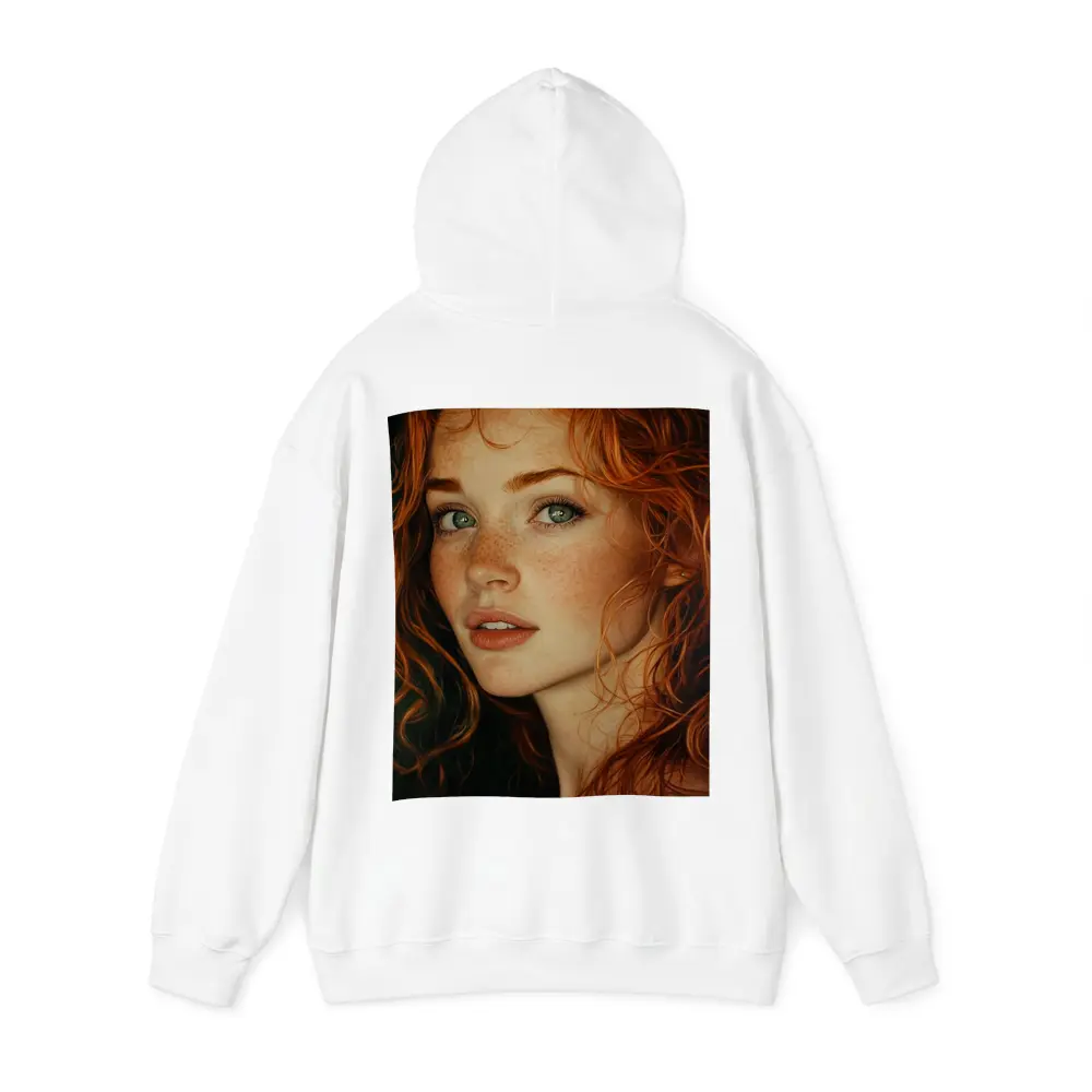 Red Hair Green Eyes Freckles Portrait Art – Hoodies