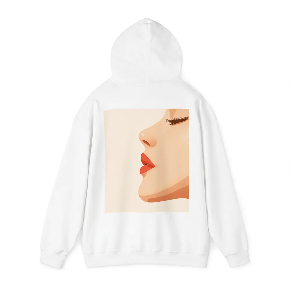 Woman Side Profile Red Lips Minimal Art – Hoodies