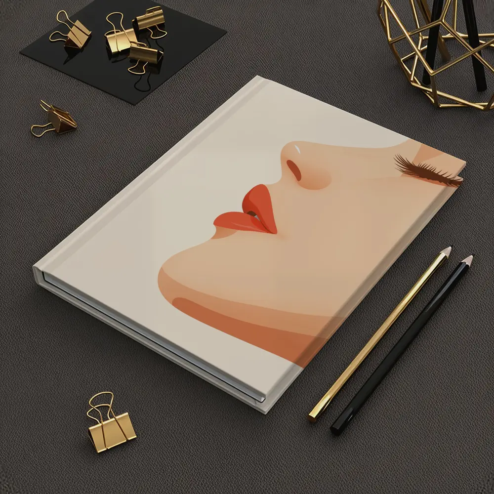 Woman Side Profile Red Lips Minimal Art – Notebooks