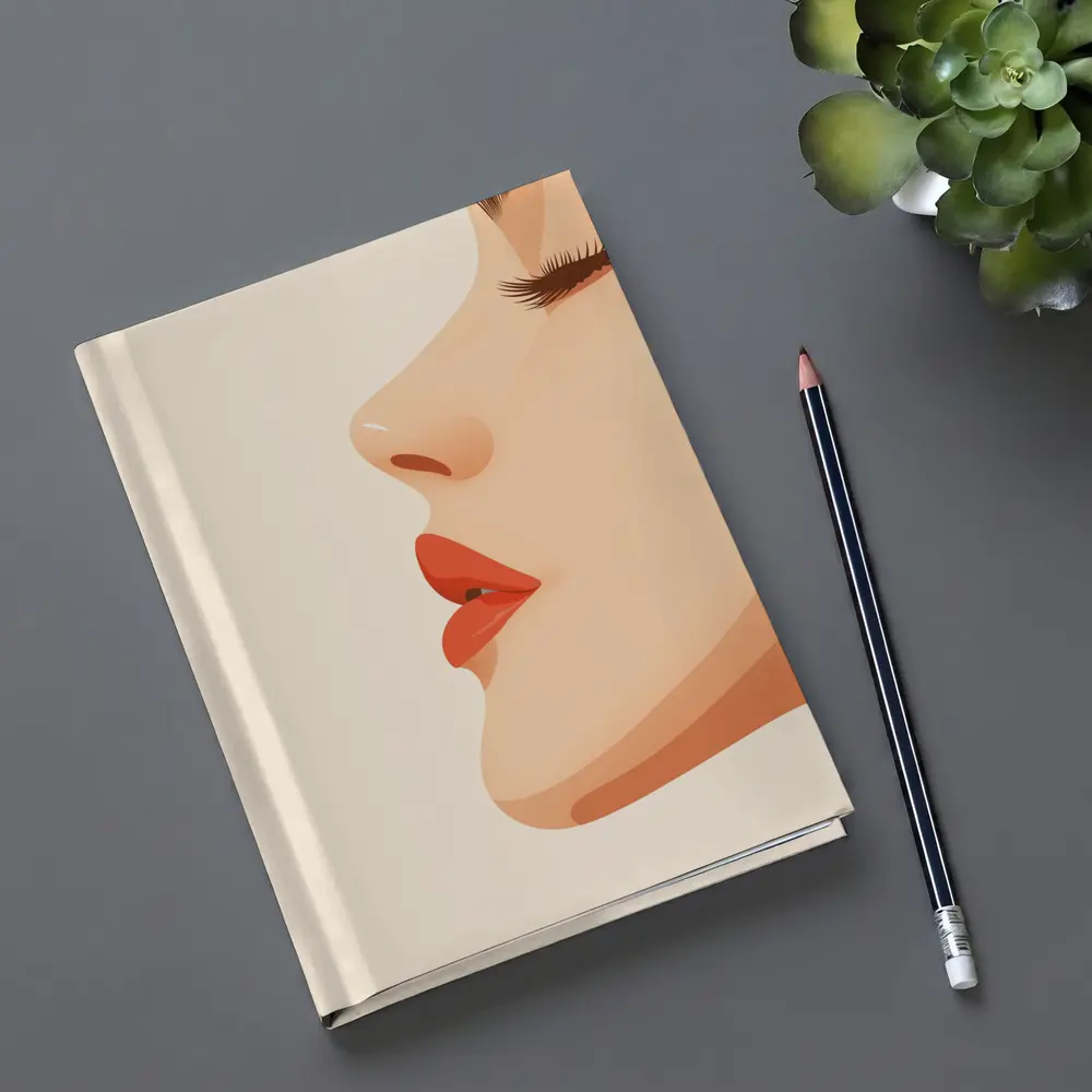 Woman Side Profile Red Lips Minimal Art – Notebooks