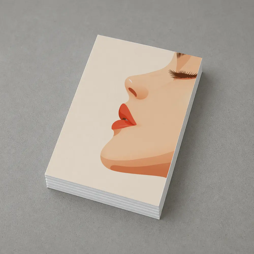 Woman Side Profile Red Lips Minimal Art – Postcards