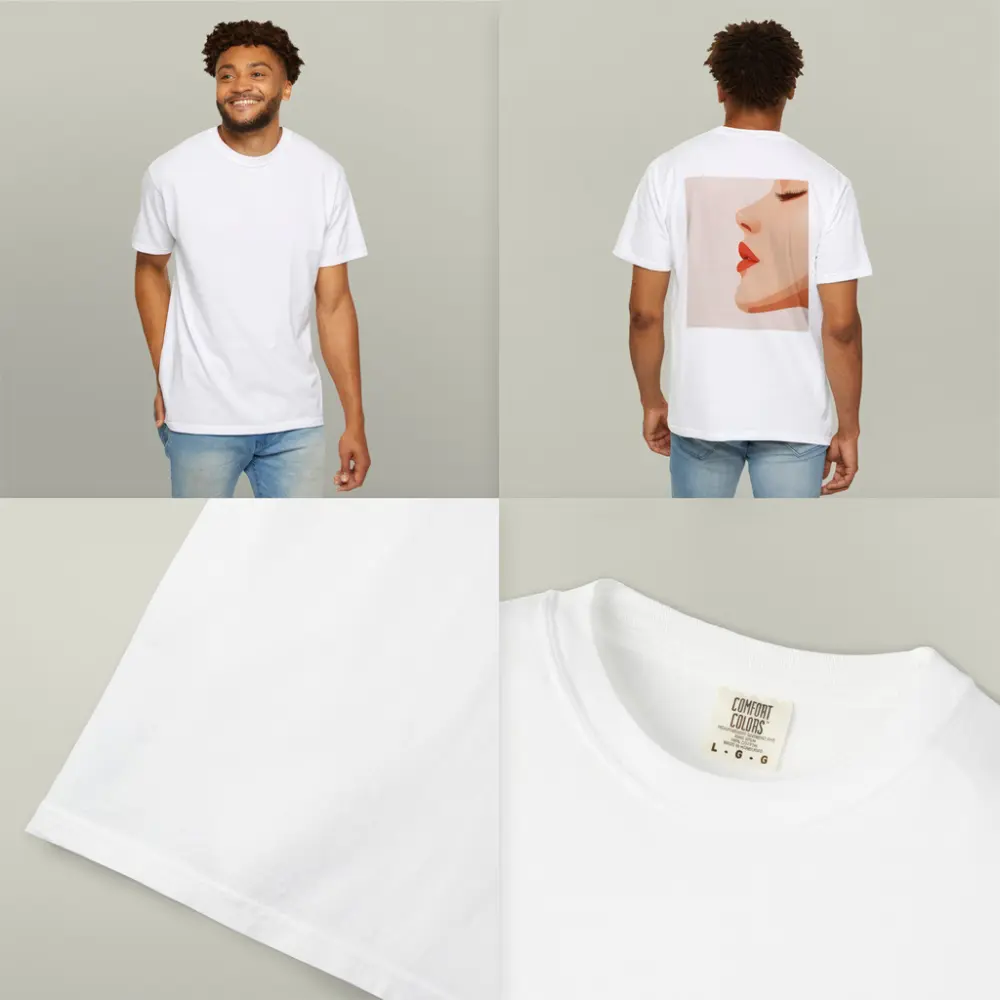 Woman Side Profile Red Lips Minimal Art – T-Shirts