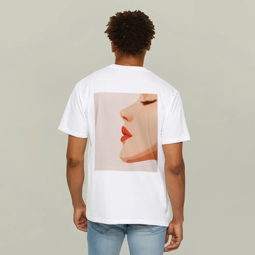 Woman Side Profile Red Lips Minimal Art – T-Shirts