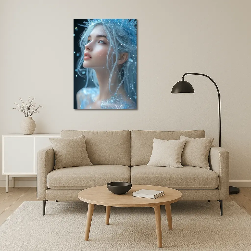 Ice Queen Fantasy Portrait Blue Glitter – Wall Art