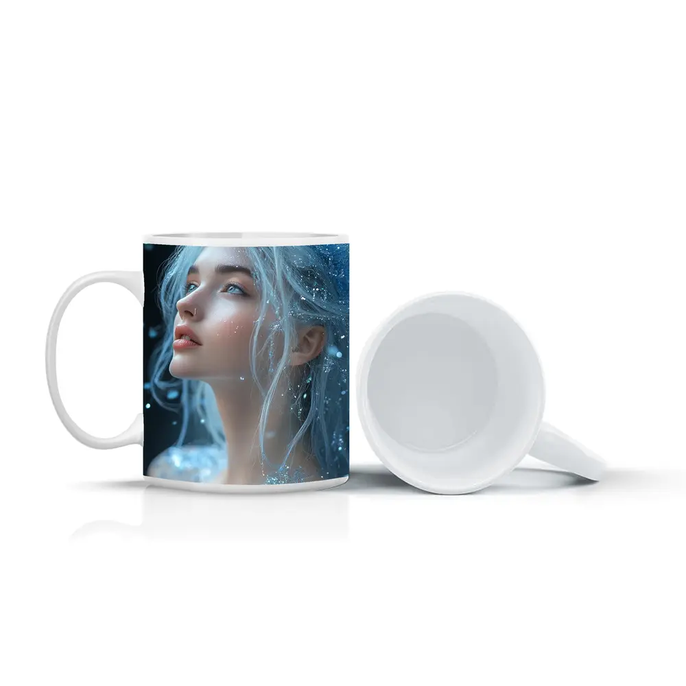 Ice Queen Fantasy Portrait Blue Glitter – Mugs