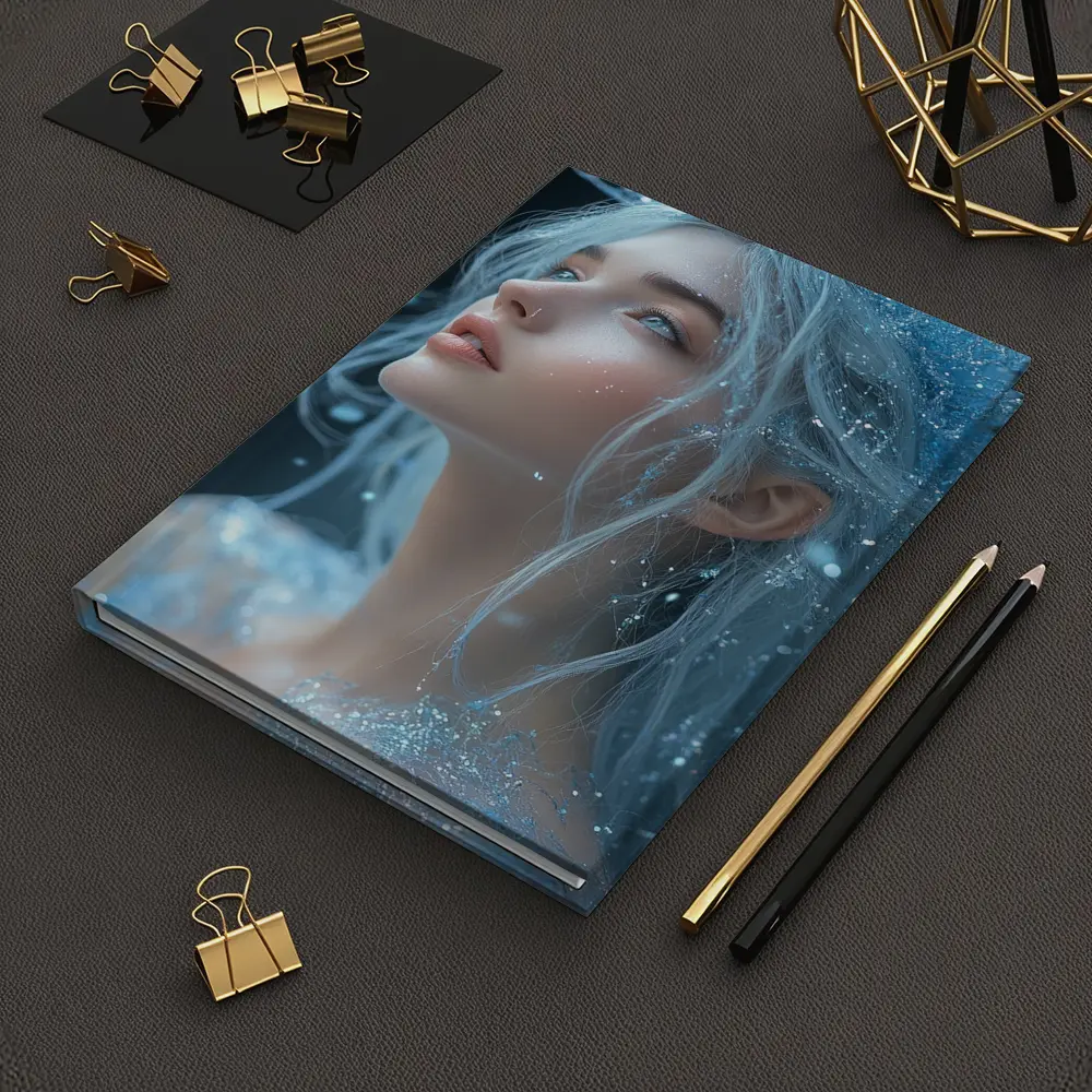 Ice Queen Fantasy Portrait Blue Glitter – Notebooks