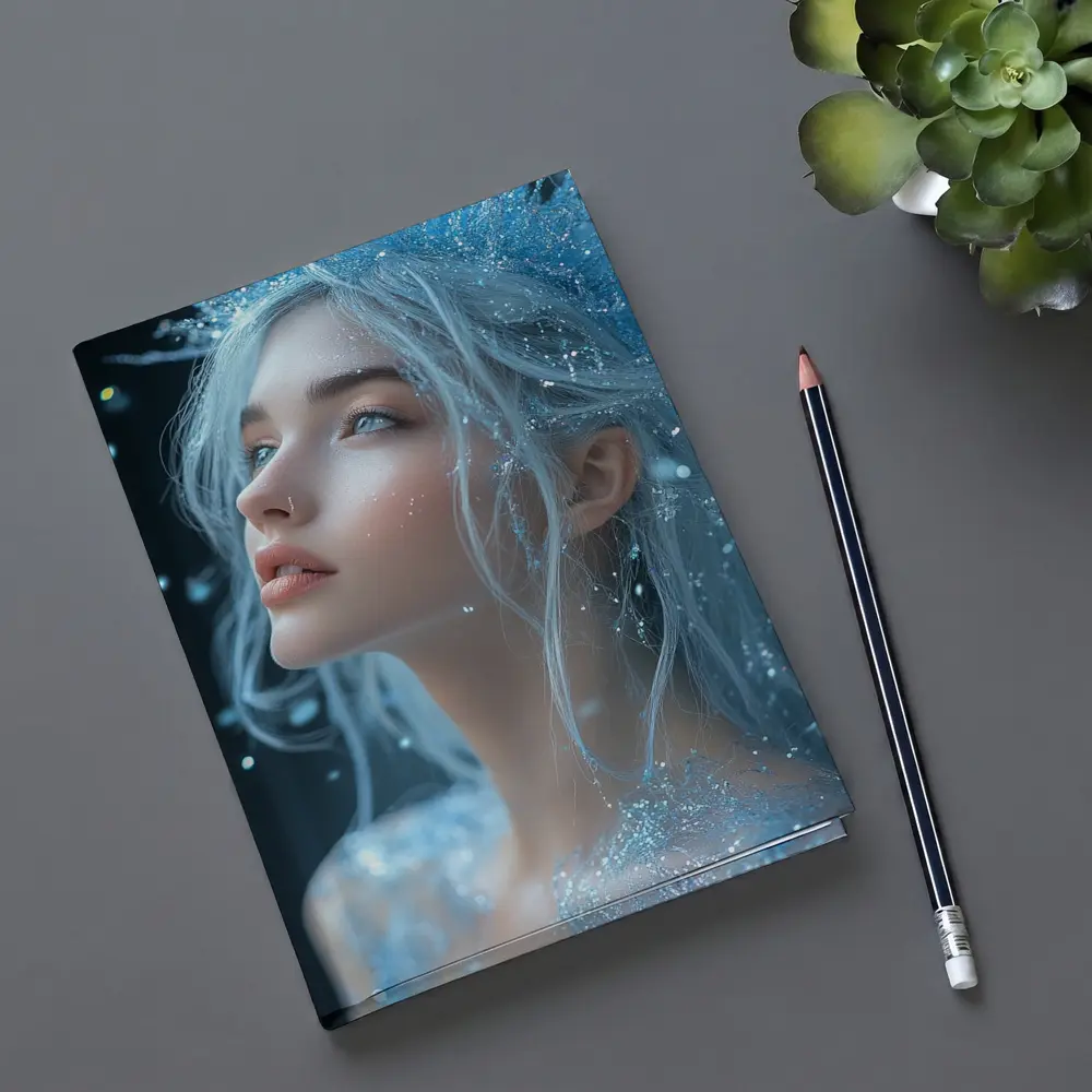 Ice Queen Fantasy Portrait Blue Glitter – Notebooks