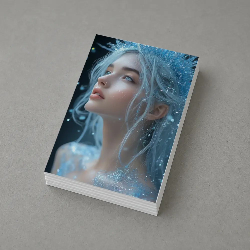 Ice Queen Fantasy Portrait Blue Glitter – Postcards