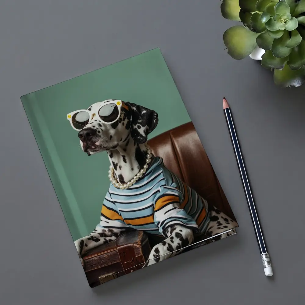 Dalmatian Dog Wearing Sunglasses Pearl Necklace – Notebooks