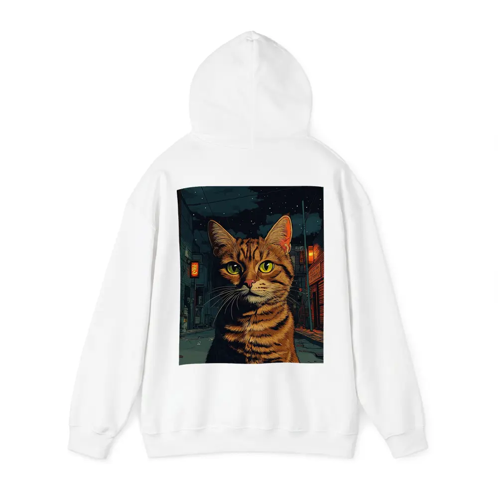 Orange Tabby Cat Night City Street – Hoodies