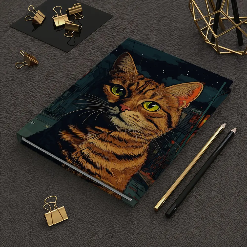 Orange Tabby Cat Night City Street – Notebooks