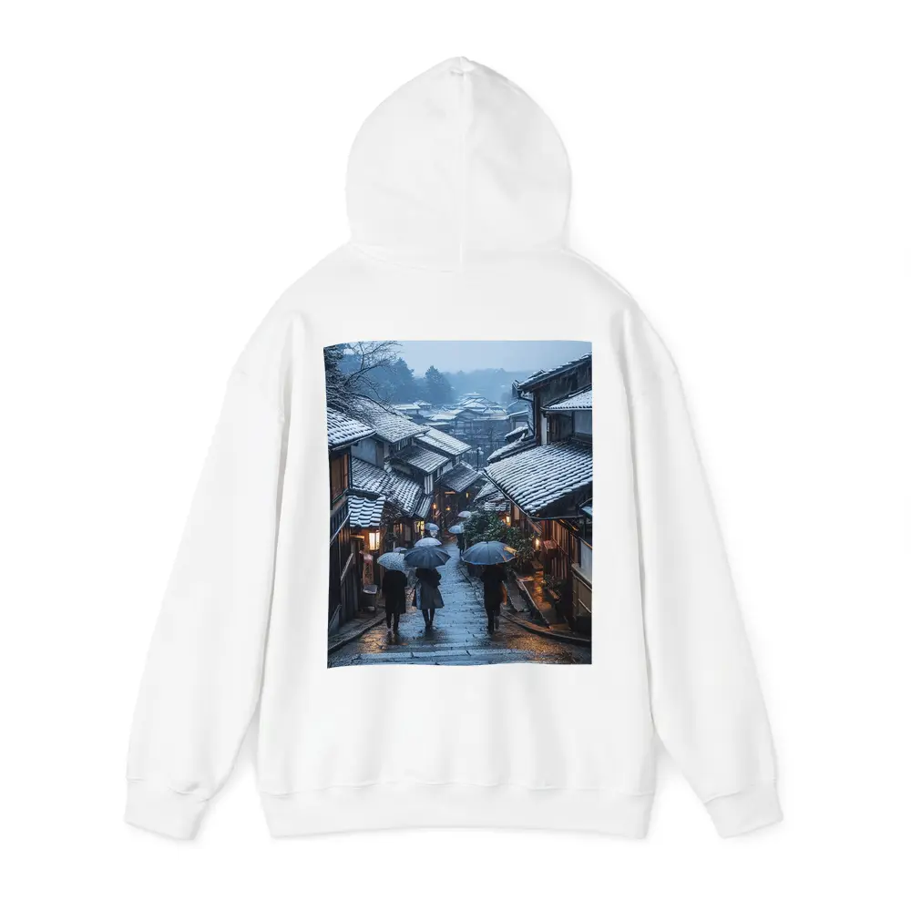 Kyoto Winter Street Snow Umbrella Scene – Hoodies