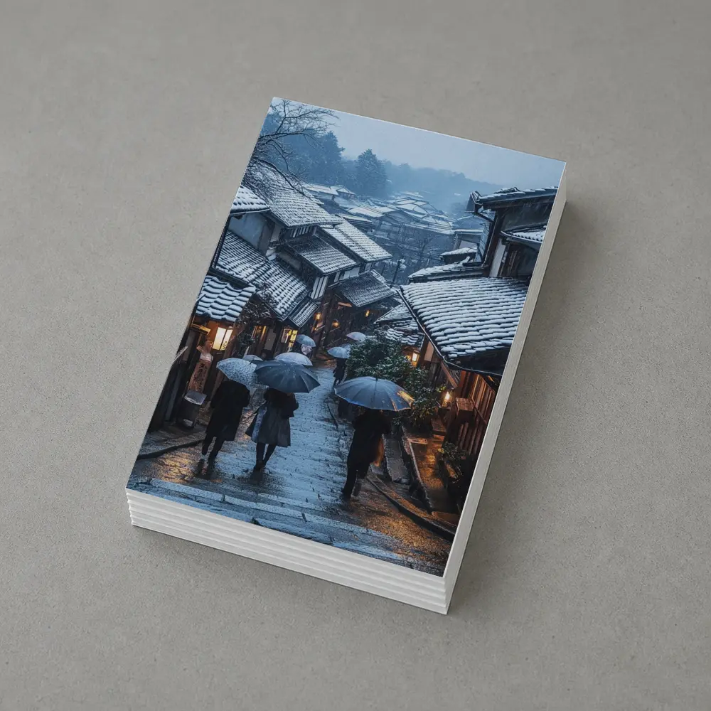 Kyoto Winter Street Snow Umbrella Scene – Postcards