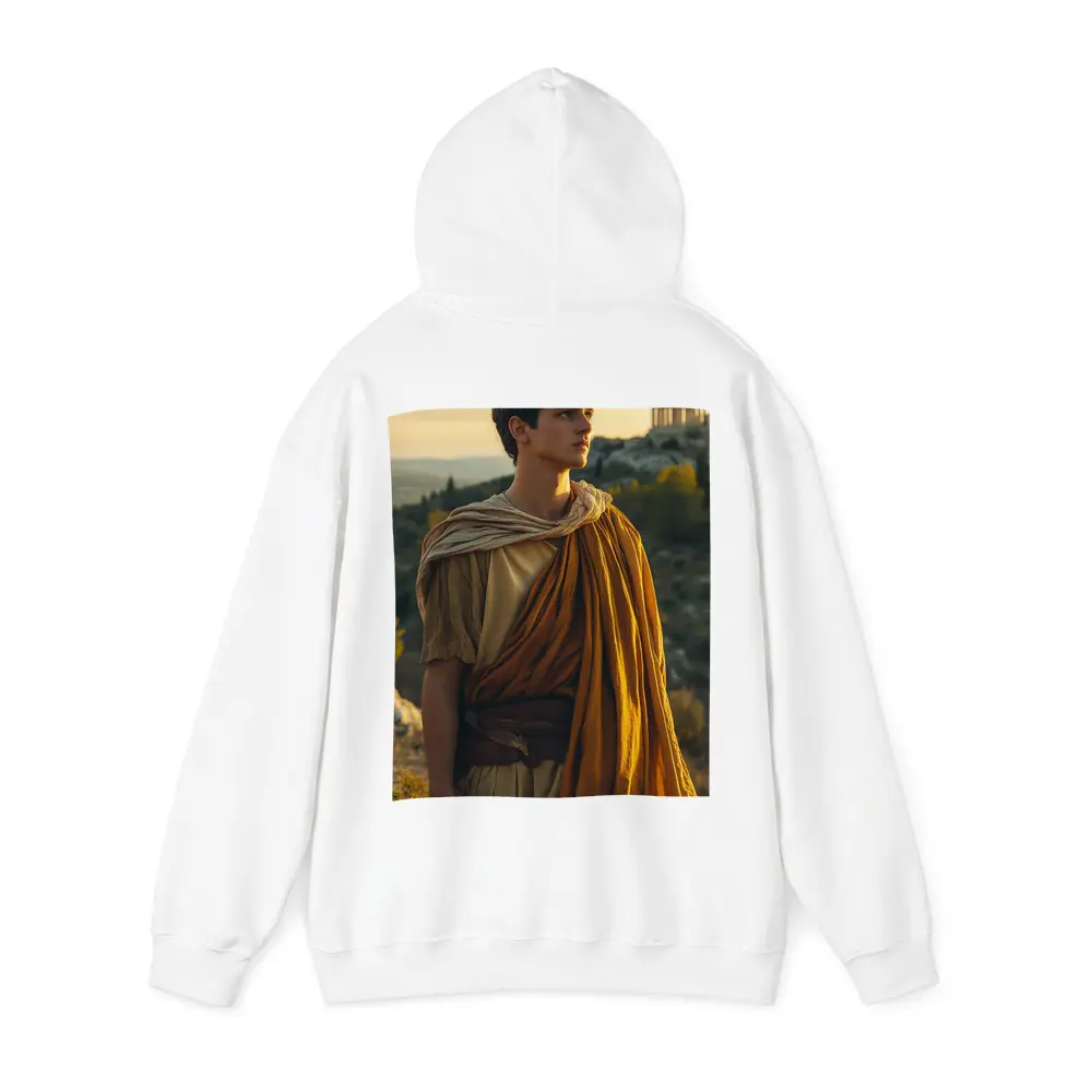 Young Greek Man Ancient Temple Sunset Background – Hoodies