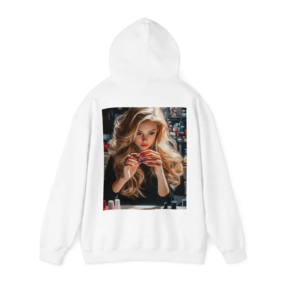 Blonde Woman Doing Nails Beauty Salon – Hoodies