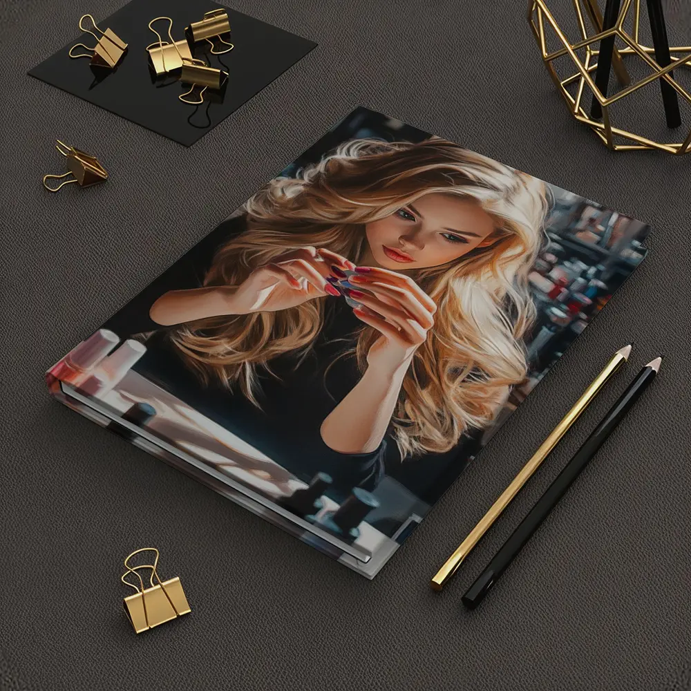 Blonde Woman Doing Nails Beauty Salon – Notebooks